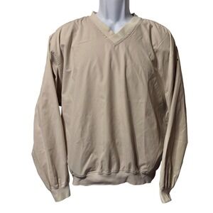 Page & Tuttle Mens Pullover Golf Windbreaker Long Sleeve Jacket V-Neck Tan‎ M/M